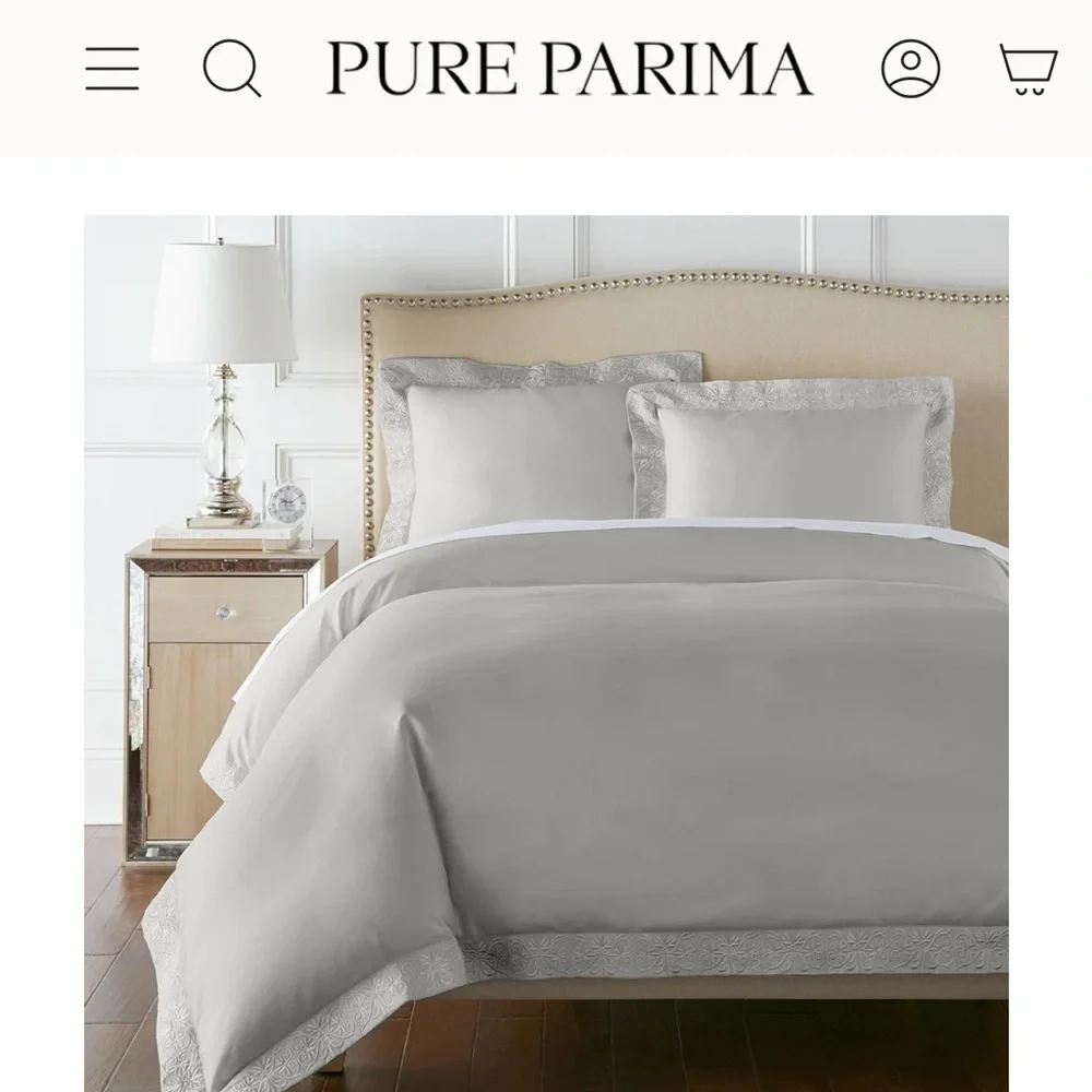 PURE PARIMA Certified Egyptian Cotton Ariane Duvet Cover grey size KING $295 NEW